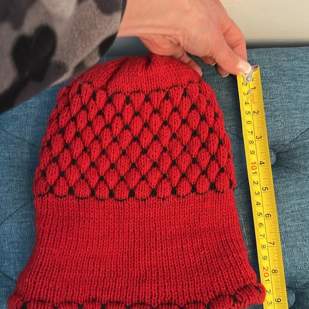 Dark Red And Black Knit Hat-See Photos